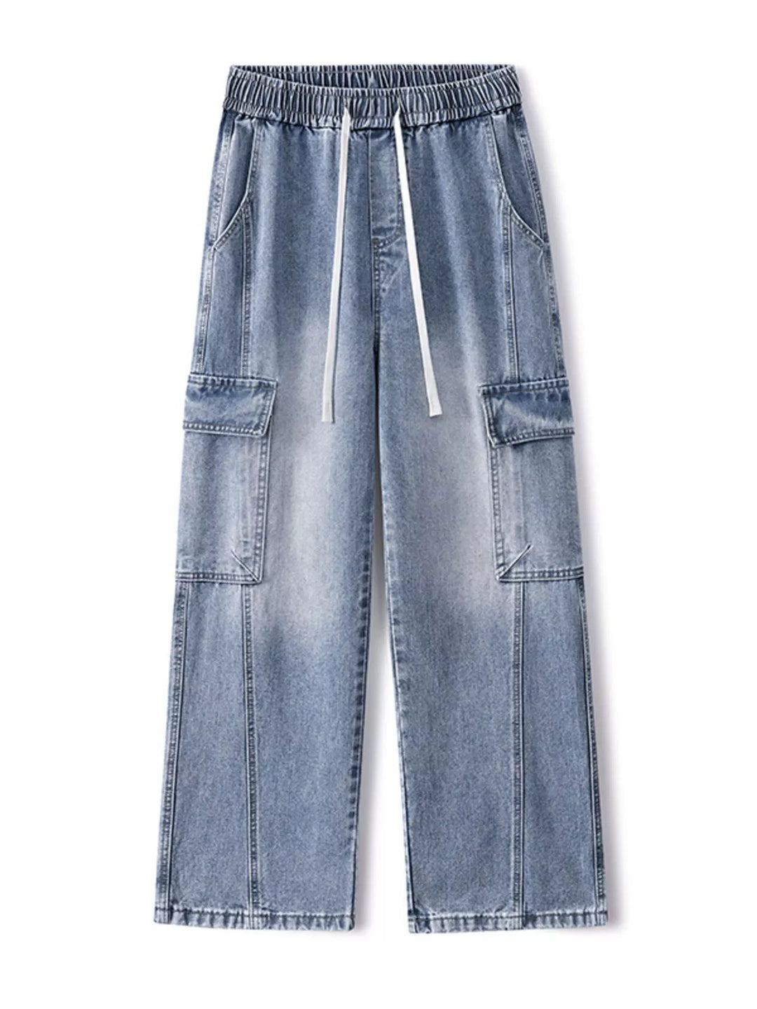 Men's Plus Size Wash Wide Leg Cargo Jeans