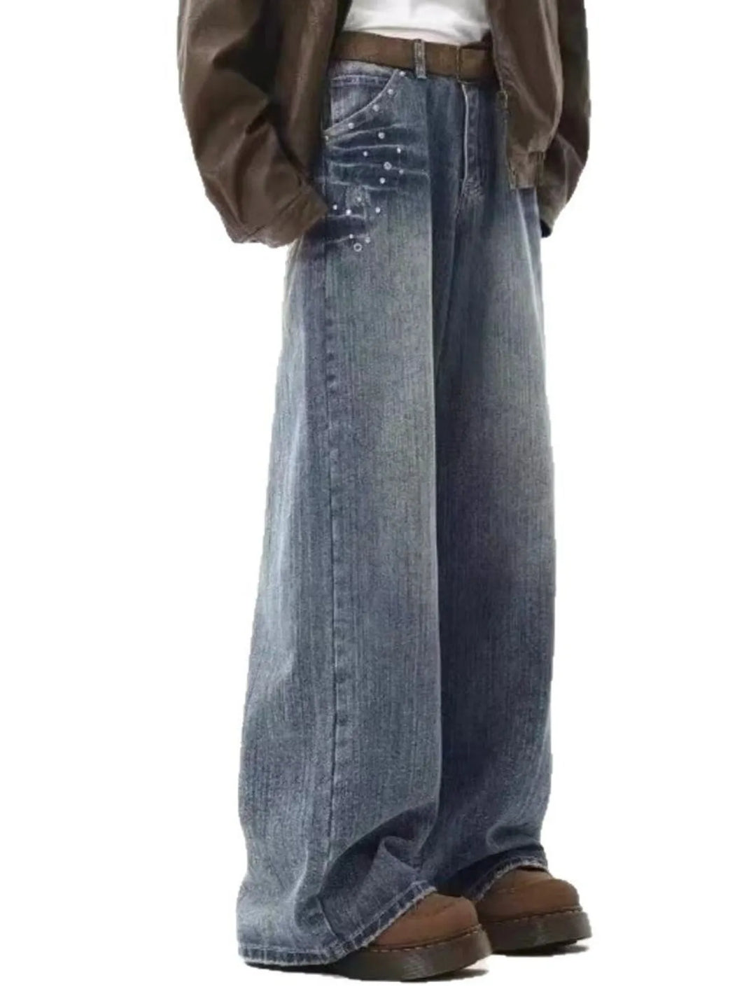 Men's Embellished Wide Leg Jeans