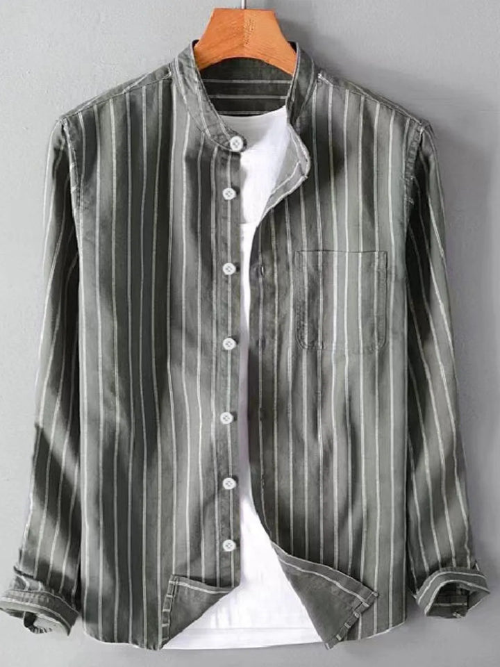 Men's Full Size Striped Button Up Long Sleeve Shirt Plus Size