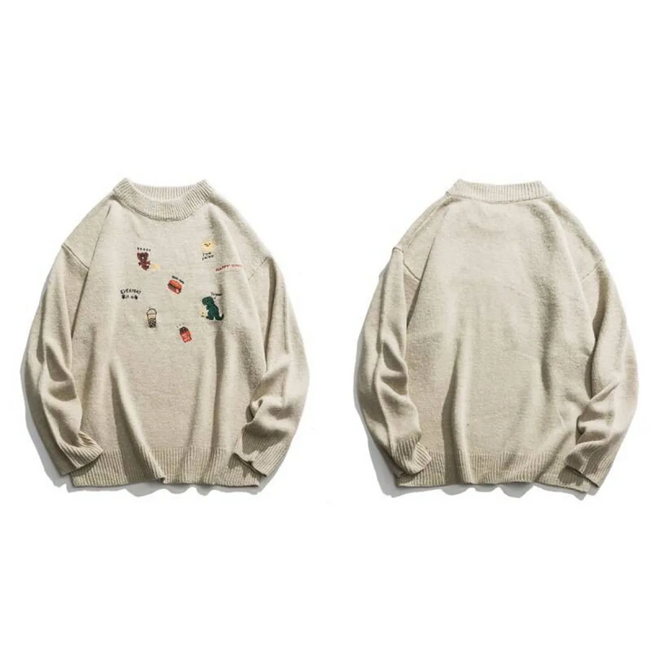 Dinosaur Pattern Knitted Sweater