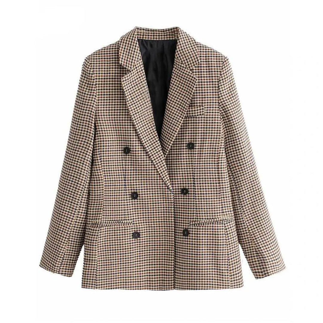Double Breasted Checkered Blazer
