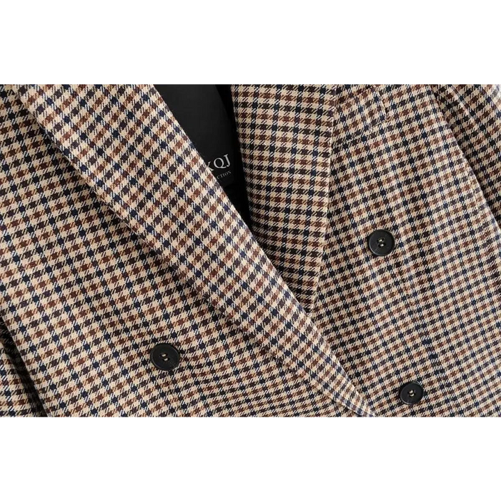 Double Breasted Checkered Blazer
