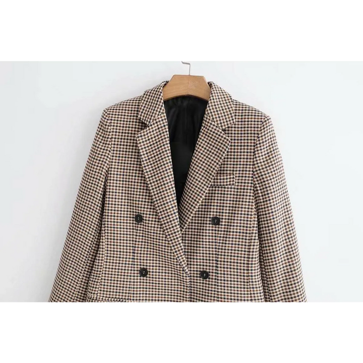 Double Breasted Checkered Blazer