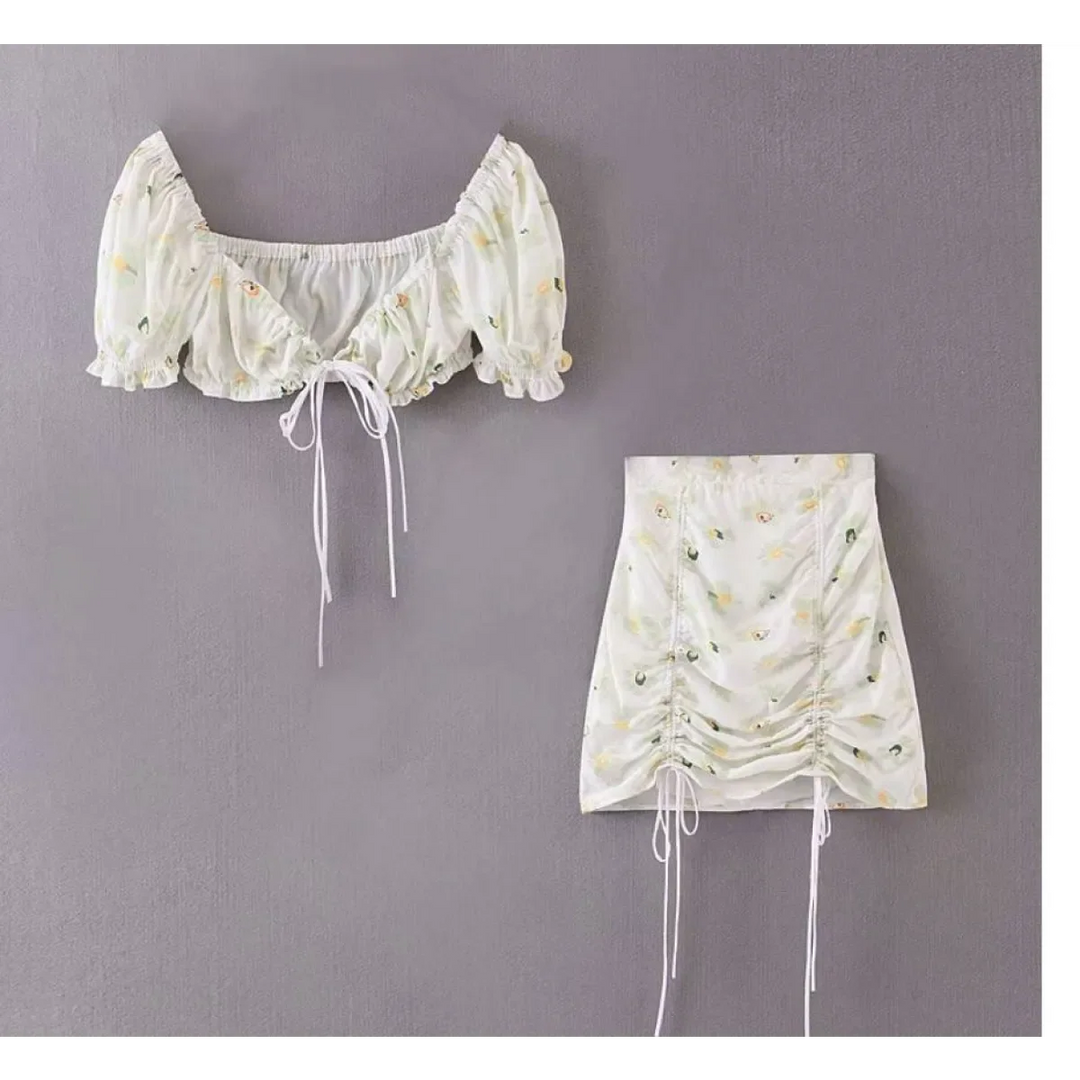 Drawstring Mini Skirt