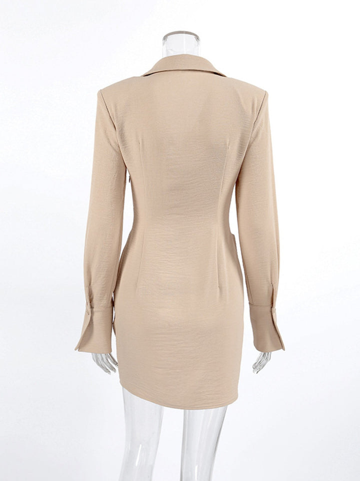 Button Front Long Sleeve Shirt Dress
