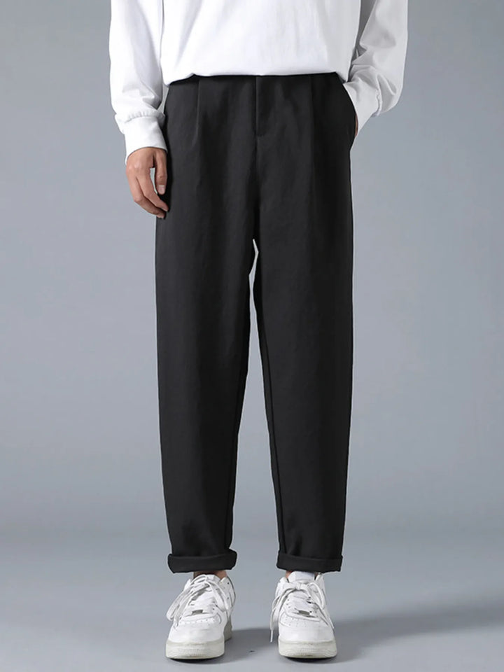 Men's Plus Size Casual Loose Fit Pleated Pants