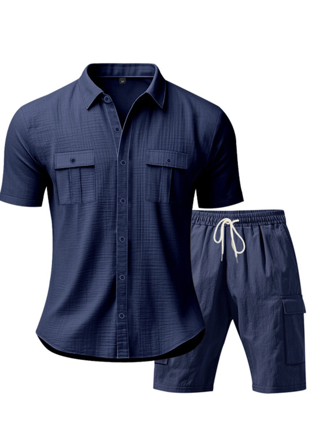 Men's Full Size Button Up Shirt and Shorts Set Plus Size