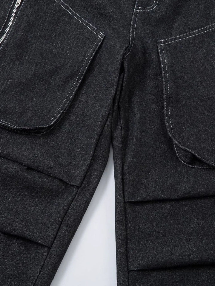 Men's Wide Leg Jeans with Contrast Panels