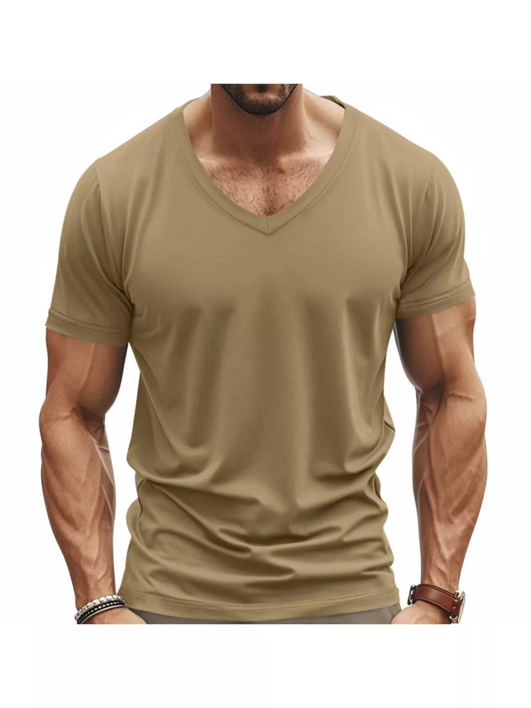 Men's Full Size Slim Fit V-Neck Basic T-Shirt Plus Size