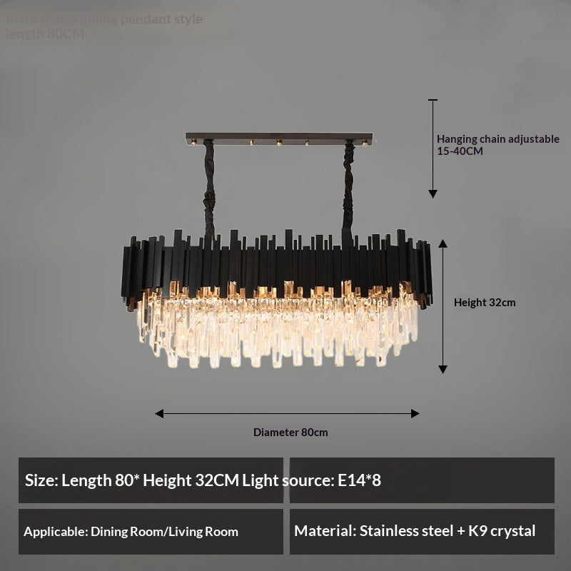 Modern Simple Black Crystal Living Room Lighting
