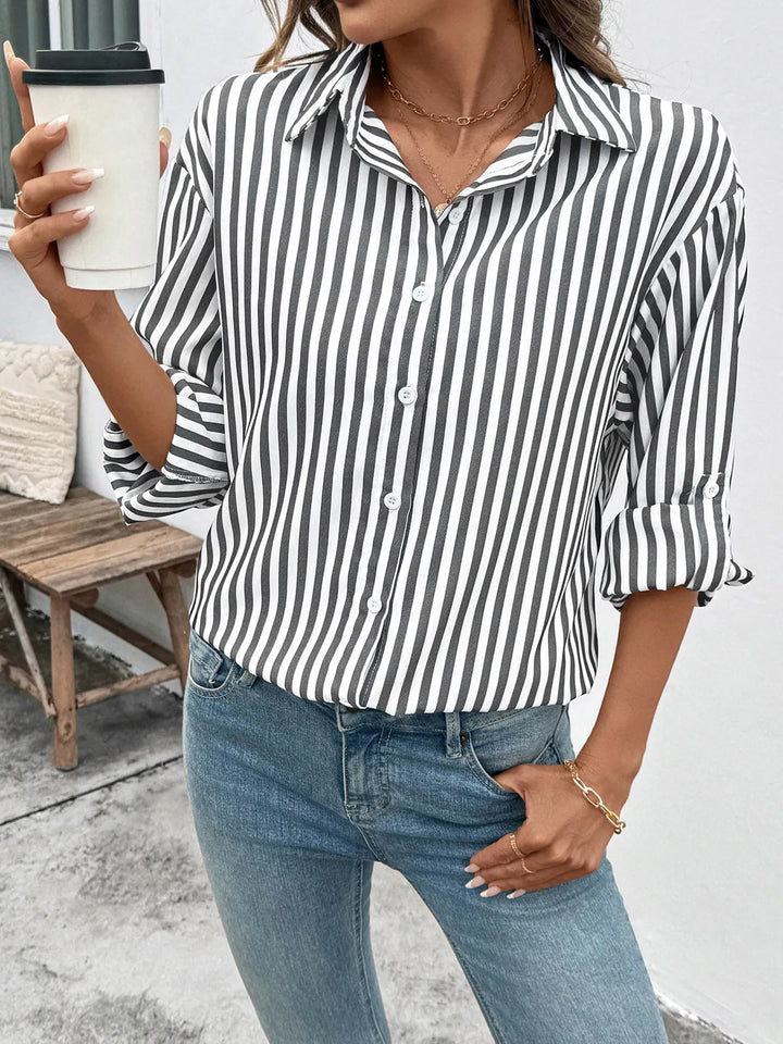 Striped Oversized Button-Up Shirt