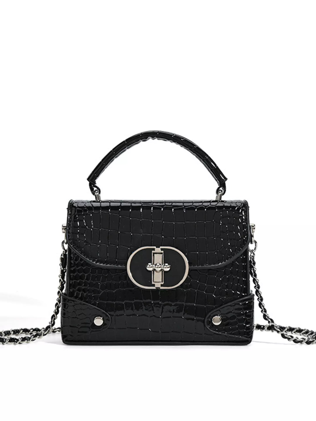 Crocodile Pattern Flap Crossbody Bag