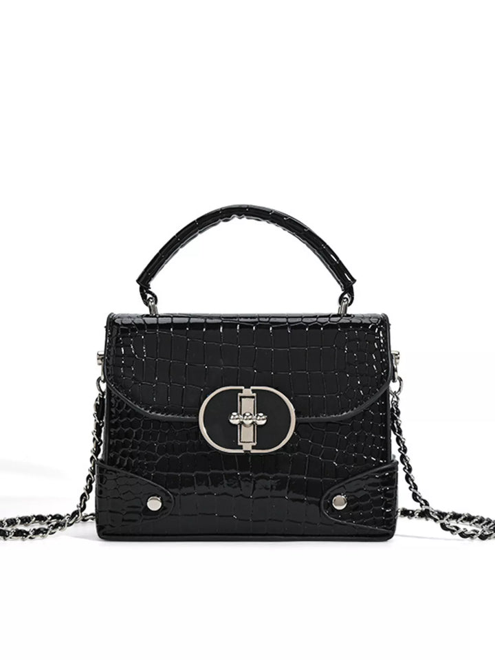 Crocodile Pattern Flap Crossbody Bag