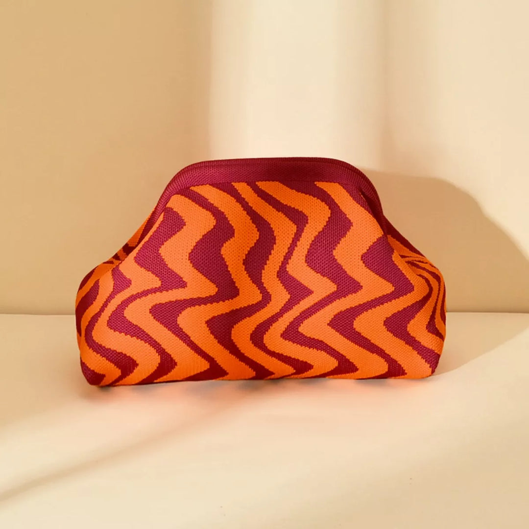 Portable Contrast Knit Clutch