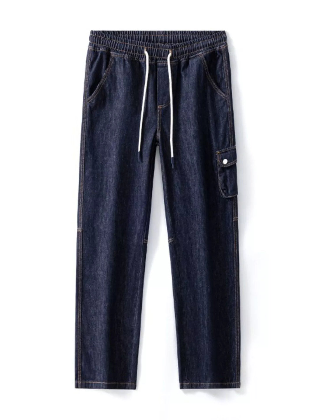 Men's Drawstring Washed Wide Leg Jeans