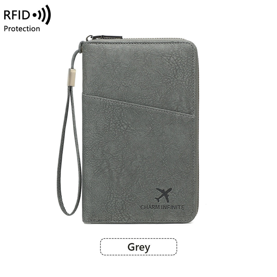 Cross-border RFID-blocking Passport Holder Long-style Zippered Passport Case Multi-functional Travel Document And Ticket Organizer
