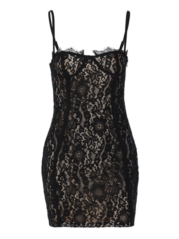 Lace Spaghetti Strap Mini Dress