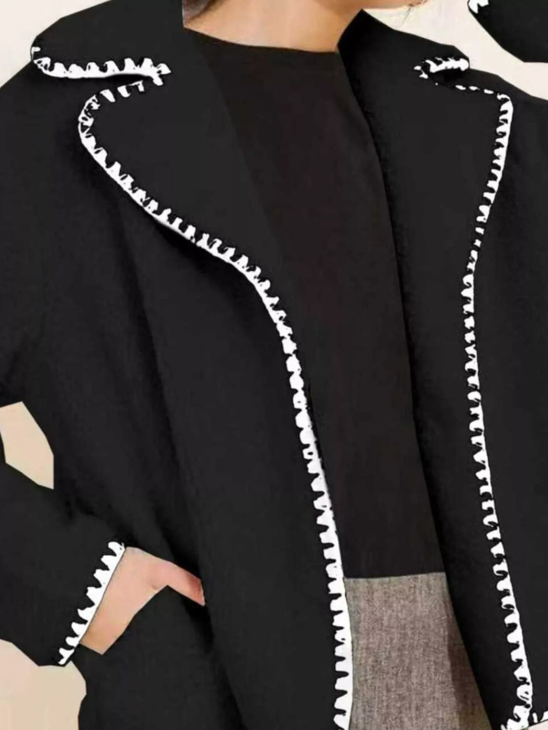 Sherpa Contrast Trim Button Up Outerwear