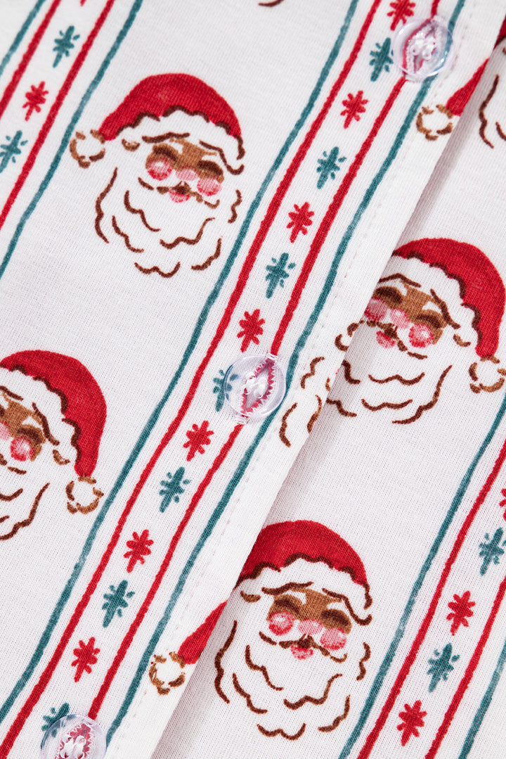 White Santa & Stripes Ruffle PJ Set
