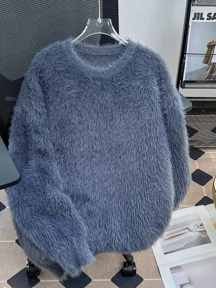 Men's Fluffy Knit Pullover Sweater