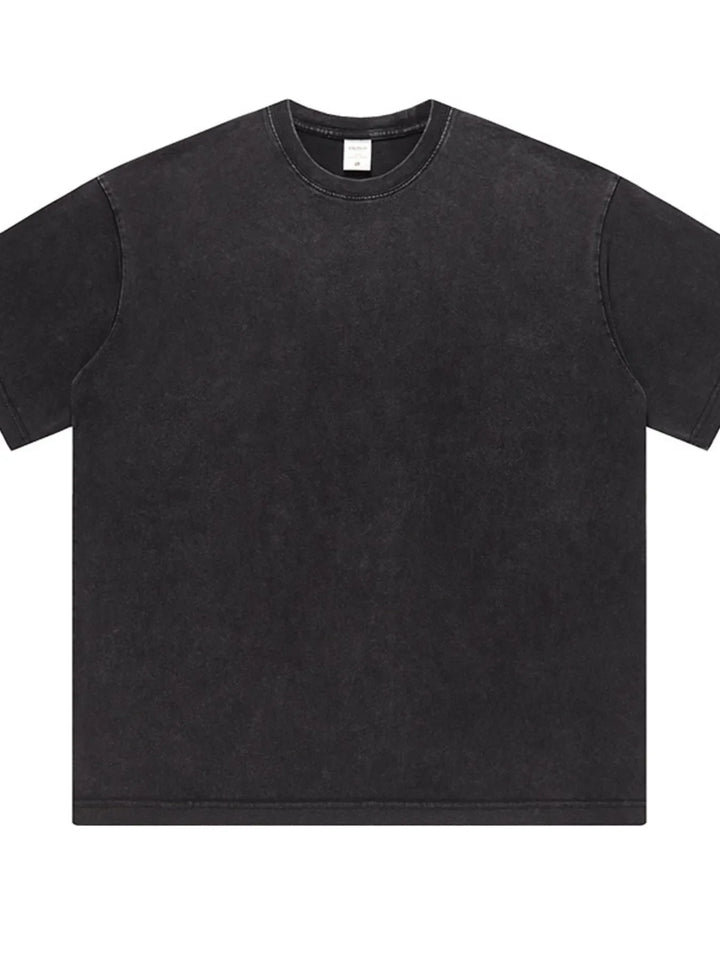 Men's Full Size Washed Round Neck T-Shirt Plus Size