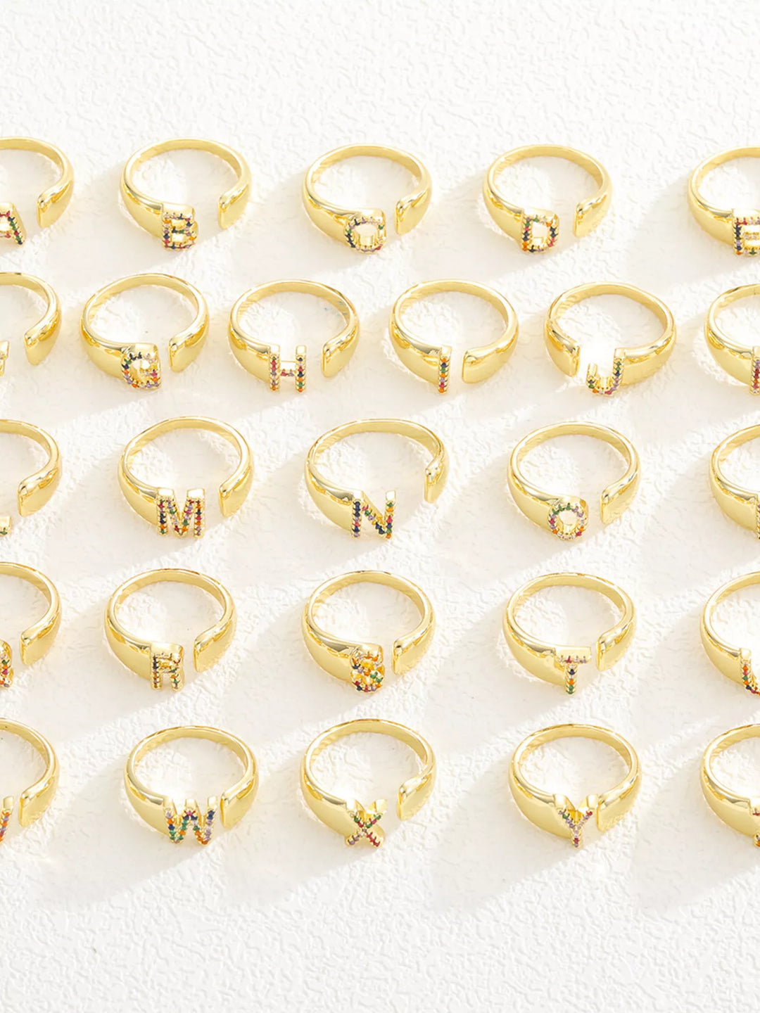 18K Gold-Plated Zircon Letter Ring