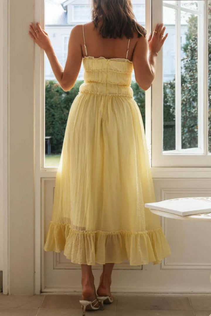 Frill Tied Front Midi Cami Dress