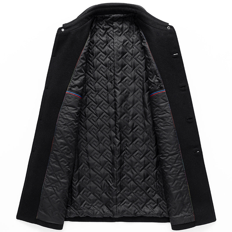 Lapel New Middle-aged Men Coat Woolen Coat