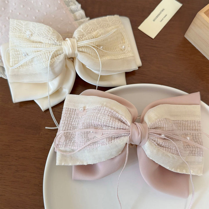 New Sweet Lace Fabric Bow Ponytail Clip