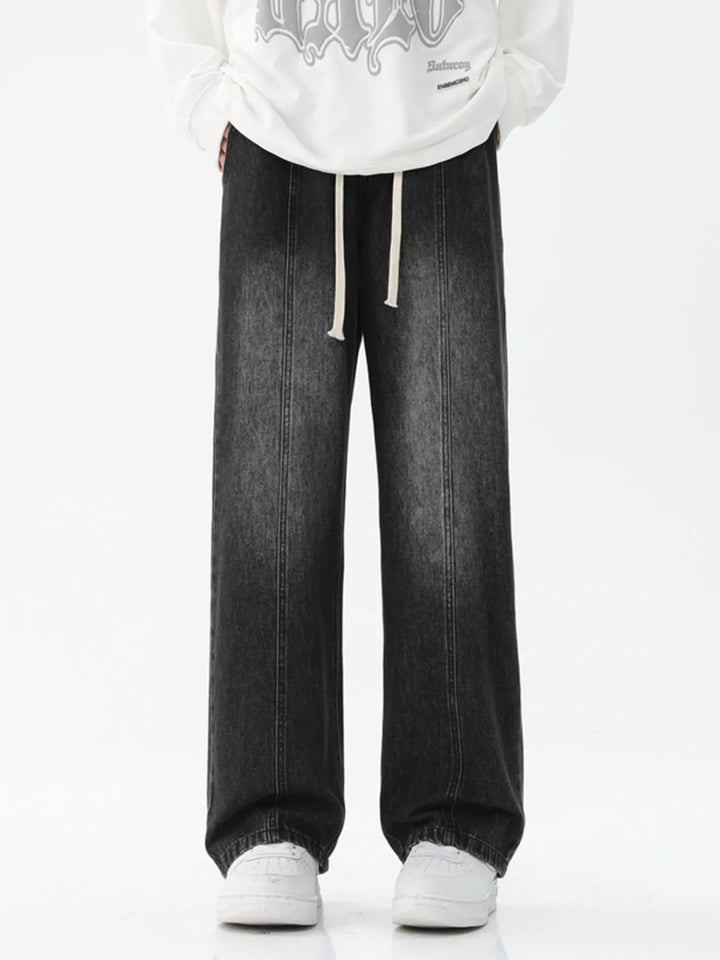 Men's Full Size Wash Wide Leg Jeans Plus Size