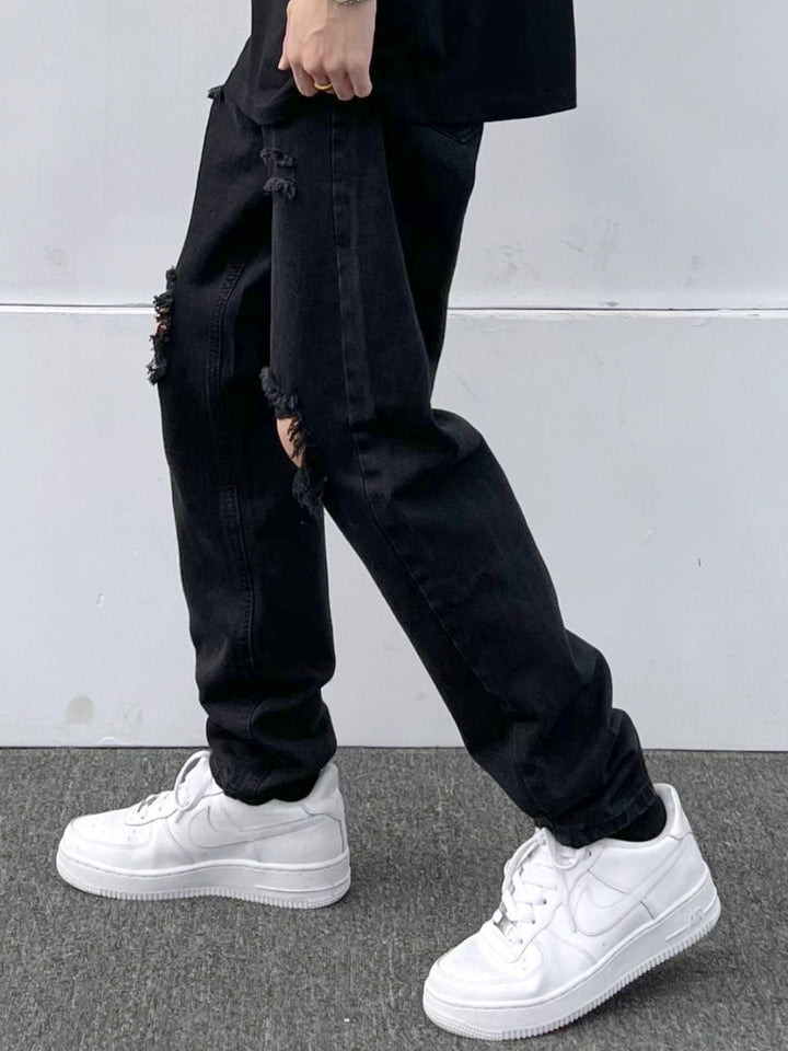 Men's Full Size Distressed Slim Fit Jeans Plus Size