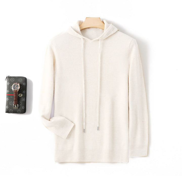 Hooded Solid-color Knitted Hoodie Sweater