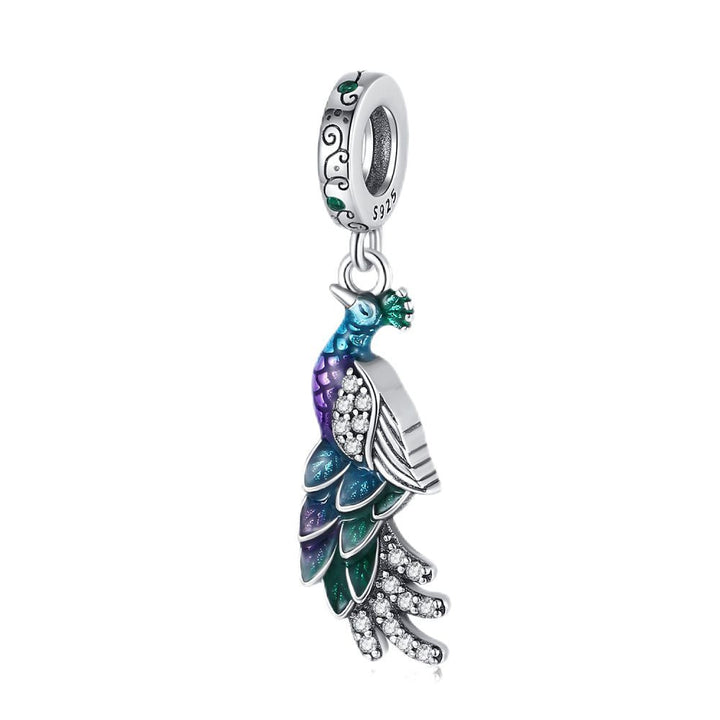 Personalized Copper-plated Silver Peacock Bracelet With Beaded Strands
