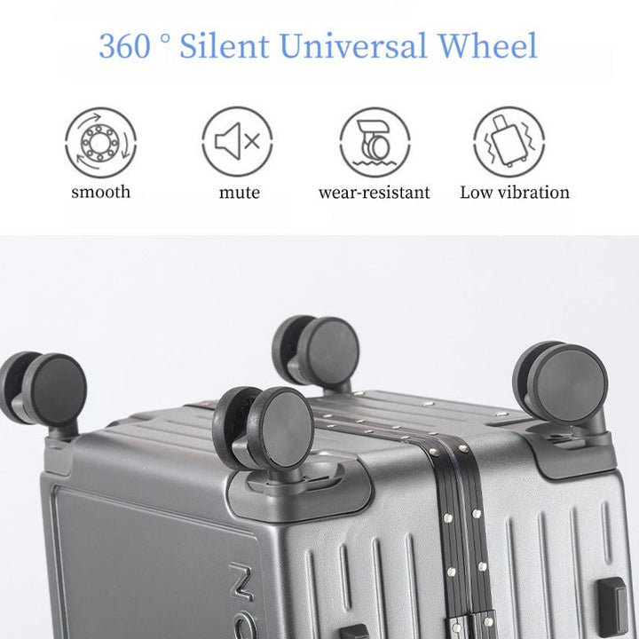 2026 New Large Capacity Front Opening Aluminum Frame Luggage With ABS PC Zipper Boarding Box 20-28 Inches