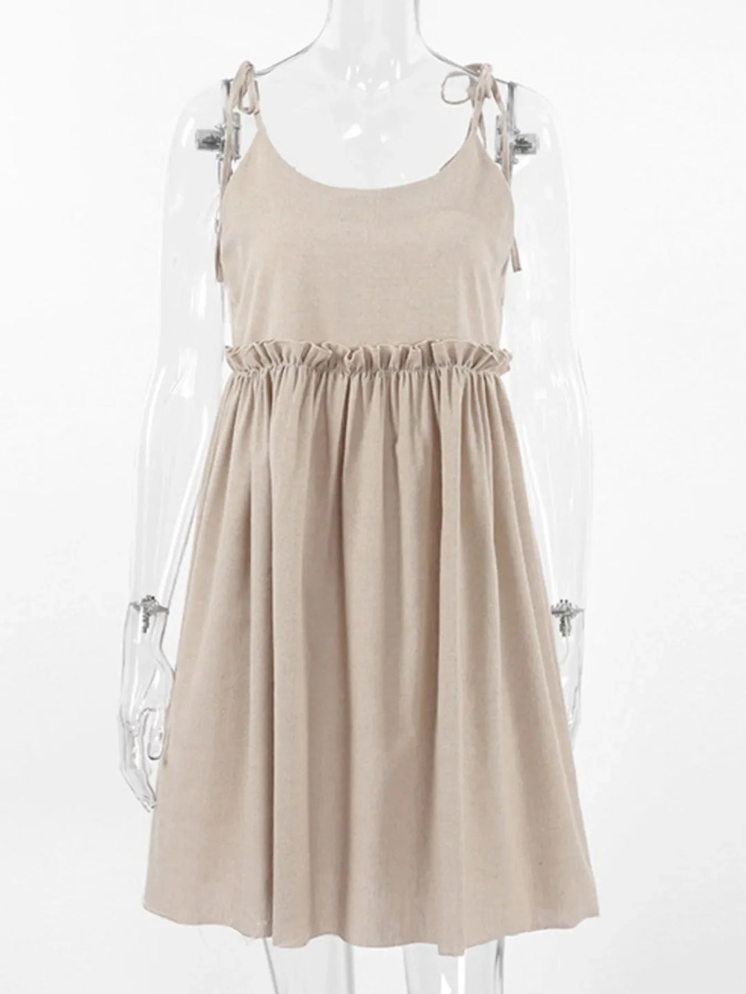 Tie-Shoulder Frill Mini Dress
