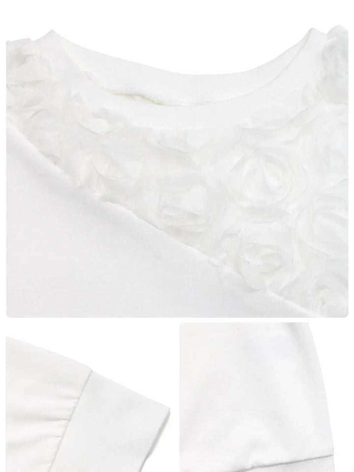 Rose Embroidered Long Sleeve Sweatshirt