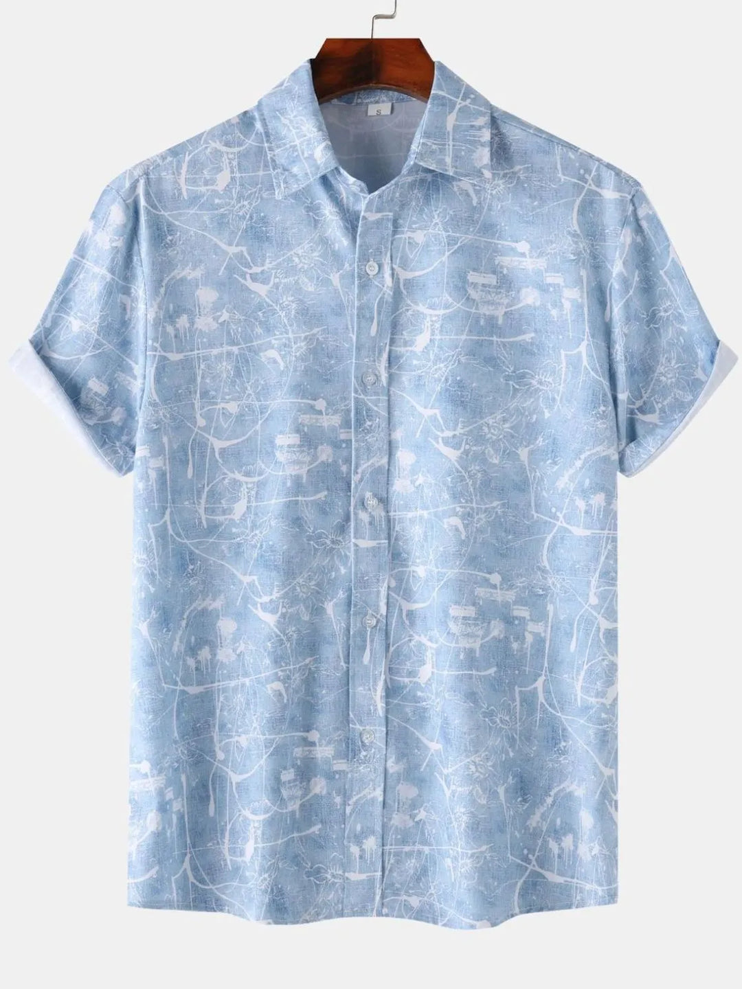 Men's Printed Short Sleeve Button Down Shirt