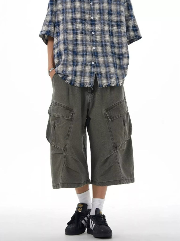 Men's Plus Size Loose-Fit Cargo Capris Pants