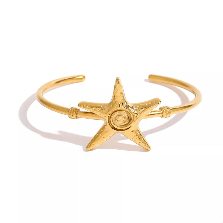 18K Gold-Plated Starfish Open Bracelet