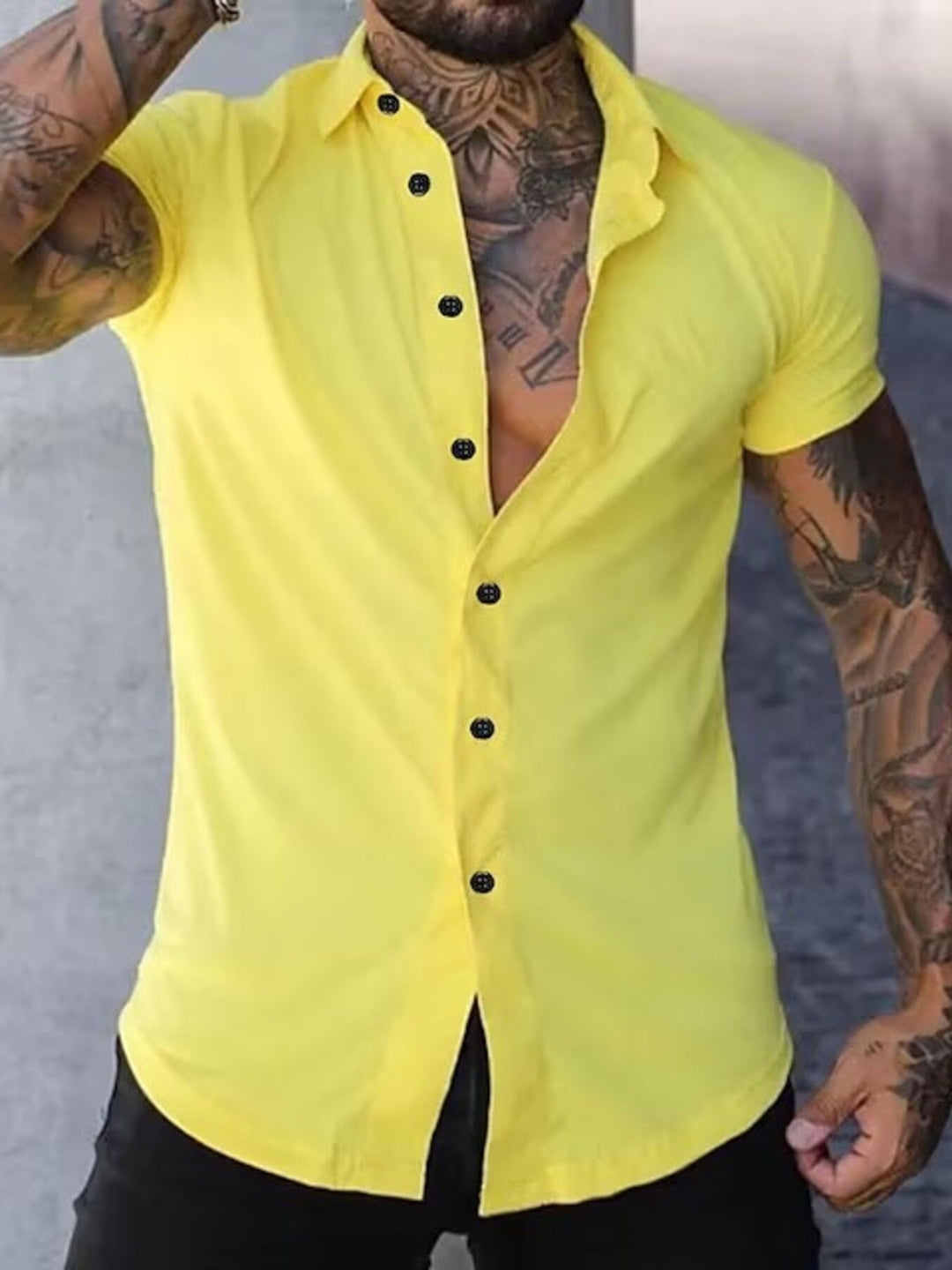 Men's Full Size Slim Fit Short Sleeve Button-Down Shirt Plus Size
