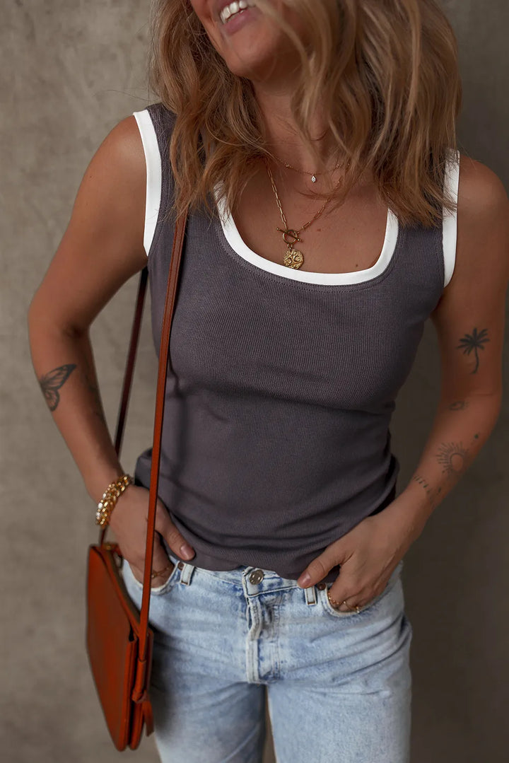 Square Neck Wide Strap Tank