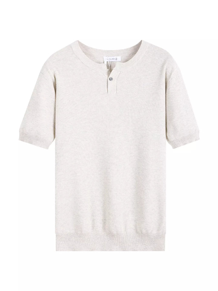Men's Plus Size Casual Knitted Henley T-Shirt