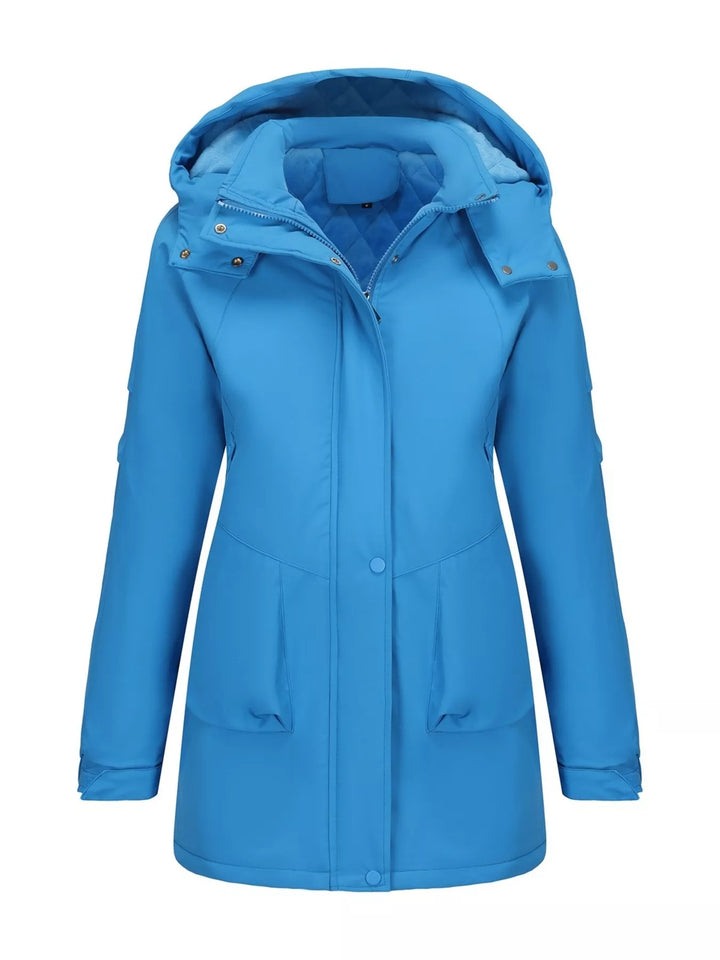 Full Size Hooded Mid-Length Windproof Outerwear Plus Size