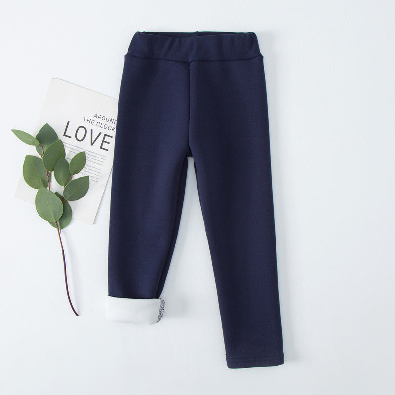 Fleece-lined Extra-thick Casual Pants For Kids