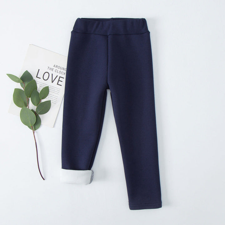 Fleece-lined Extra-thick Casual Pants For Kids