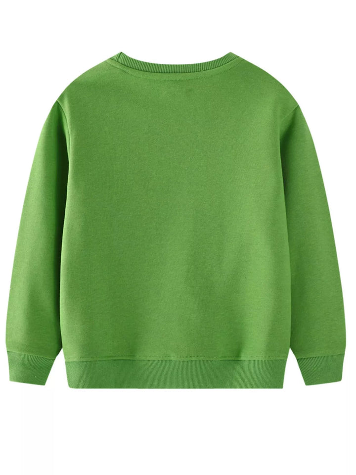 Children's Dinosaur Embroidered Crew Neck Sweatshirt