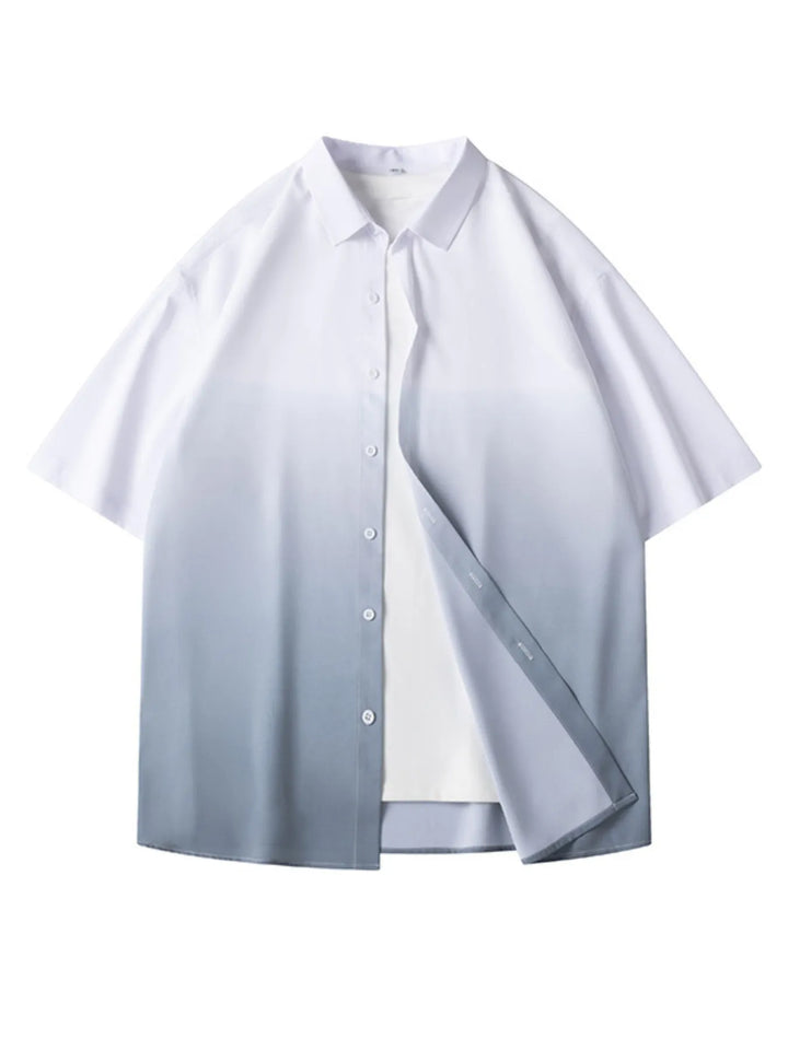 Men's Plus Size Gradient Color Short Sleeve Shirt