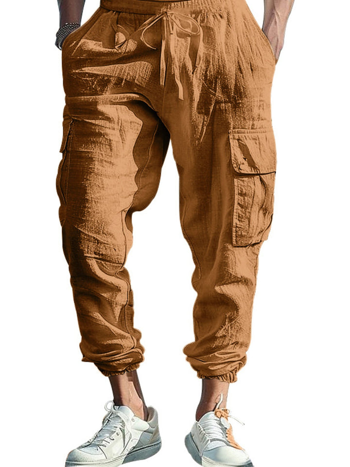 Men's Full Size Casual Cargo Pants with Drawstring Waist Plus Size