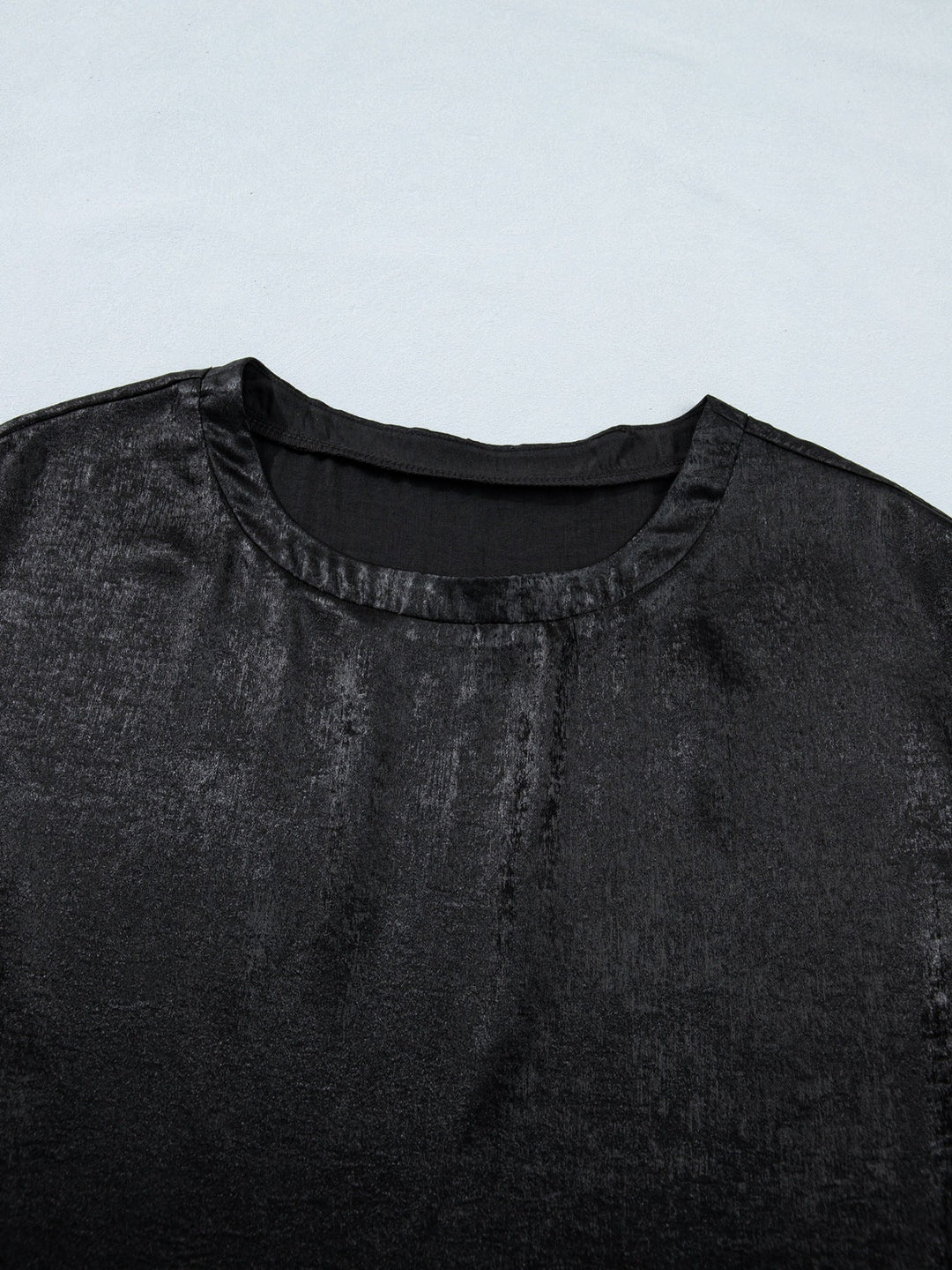 Metallic Round Neck Cap Sleeve Tee