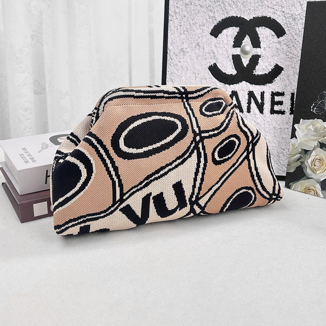 Womens Knitted Bag Striped Clutch